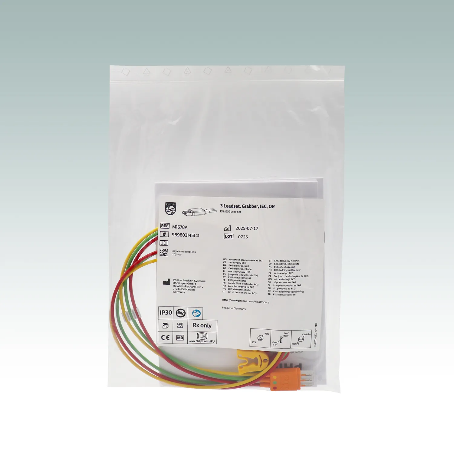 Original Philips Cable 3-lead Grabber IEC ECG Leadwire M1678A