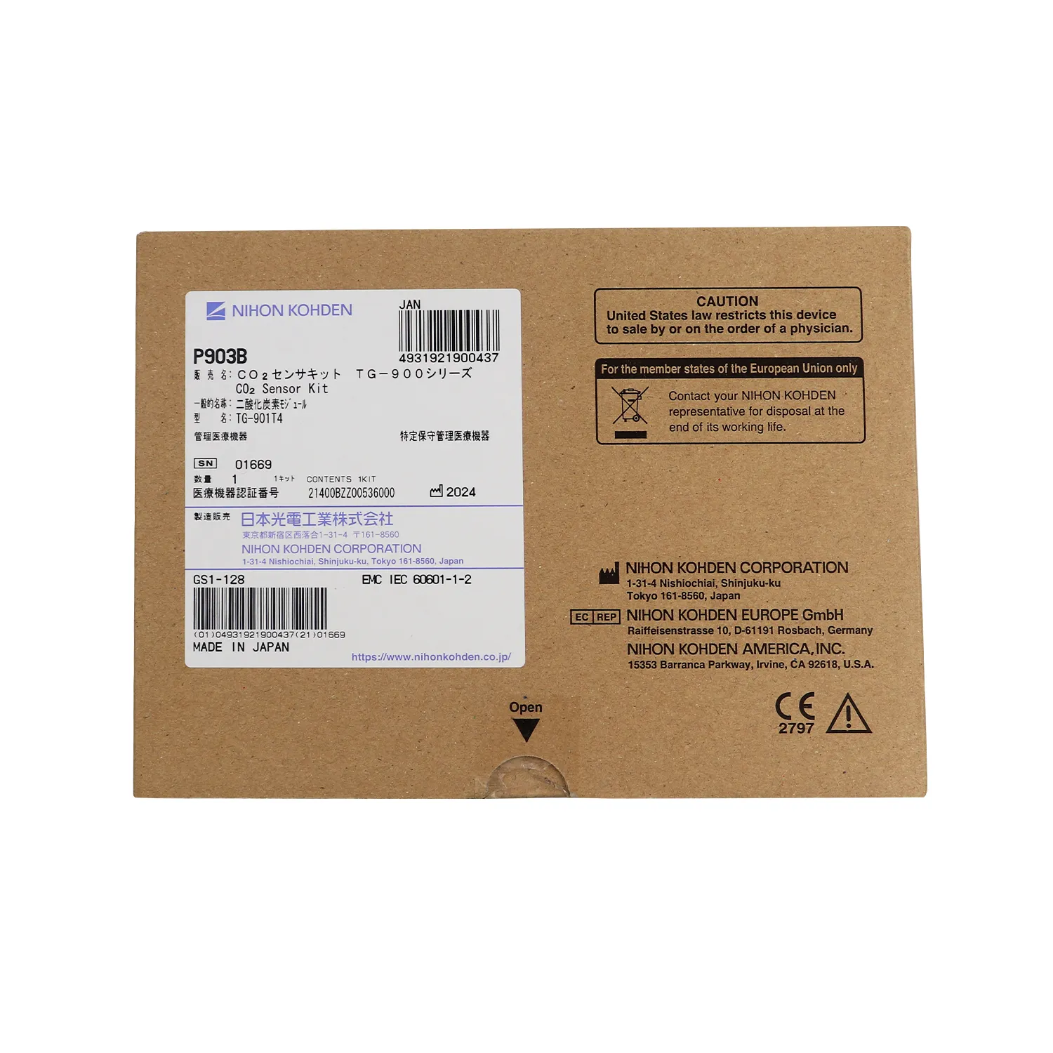 Nihon Kohden TG-901T4 CO2 Sensor Kit P203B